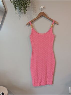 Pegasi Pink Ribbed Knit Slip Dress